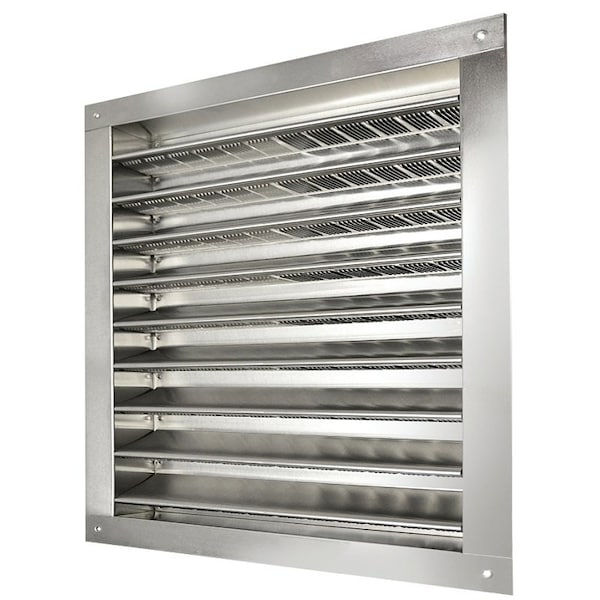 Master Flow Dual Louver, 14-3/4 in L, 14-1/2 in W, Aluminum, White, Mill DA1212 - main