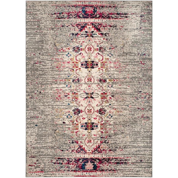 Flowers First 8 x 10 ft. Monaco Power Loomed Area Rug, Grey & Ivory - Large Rectangle FL1885076 - main