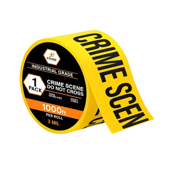 Xpose Safety Crime Scene Do Not Cross Tape Roll, 3 Mil, 3 Inch Wide x 1000 Feet, Yellow w/Black Letters PCST-3M-1-X - main