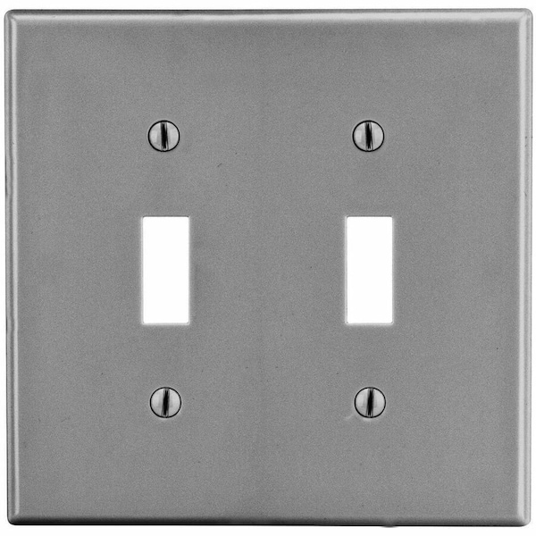 Hubbell Wiring Device-Kellems Toggle Switch Wall Plate, Number of Gangs: 2 Plastic, Satin Finish, Graphite P2GY - main