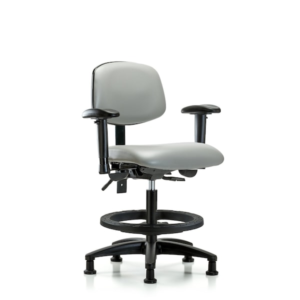 Blue Ridge Ergonomics Medium Bench Chair Chair, Vin, Med Ben, Tilt AA BF Glides, Dov, Adjustable Arms, 22" to 29" Height BR-VMBCH-RG-T1-A1-BF-RG-8567 - main