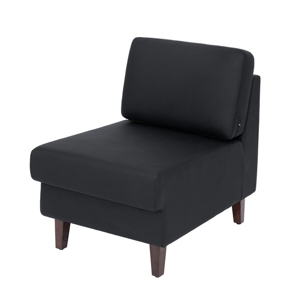 Flash Furniture HERCULES Artemis Black LeatherSoft Middle Reception Chair w/Wooden Walnut Legs ZB-8921M-BLK-GG - main