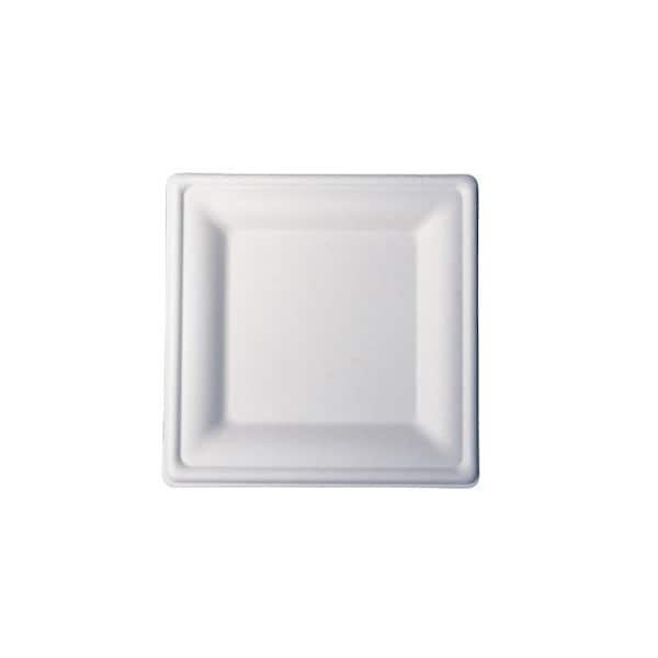 Kitch 24/7 Disposables White Square Molded Fiber Plate, 8 inch, 500PK KC-8X8P-NPAW - main