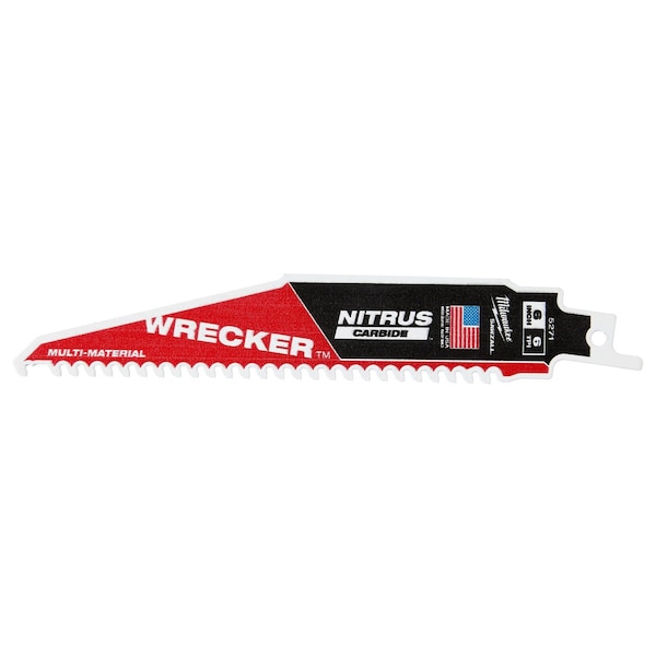 Milwaukee Tool 6 in. 6 TPI SAWZALL THE WRECKER with NITRUS CARBIDE Multi-Material Reciprocating Saw Blade (1 pk) 48-00-5271 - main