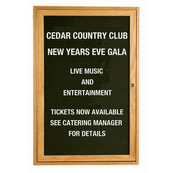 Aarco Enclosed Changeable Letter Board, BlackFelt, RedOakFrame, High Gloss Lacquer Finish, 48''Hx36''W ODC4836 - main