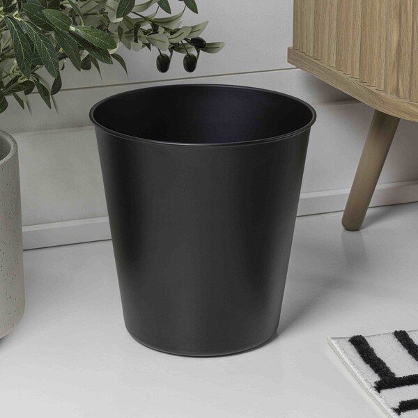 Happimess Nolan Modern Classic Smooth Steel 2-Gallon Wastebasket, Matte Black HPM1113A - main