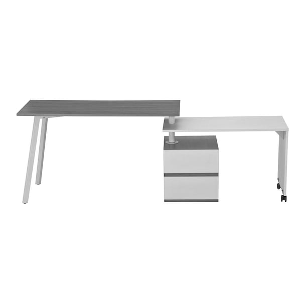 Homeroots 58" Gray Wood L Shape Computer Desk With Two Drawers 723741 - main