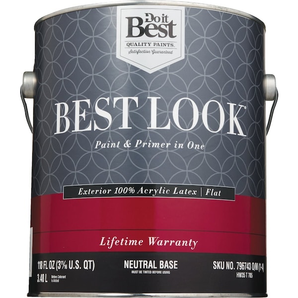 Do It Best 100% Acrylic Latex Premium Paint & Primer In One Flat Exterior House Paint Neutral Base 1 Gal. HW35T0705-16 - main