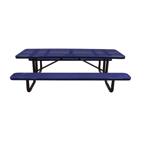 Leisure Craft 8' Standard Picnic Table, Perforated Metal, Portable, Navy T8XPP-PERF-NAVY - main