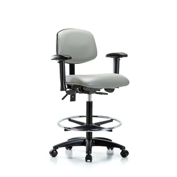 Blue Ridge Ergonomics Chair, Vin, Hi Bench, Tilt AA CF Cast, Dov, 6-Way Adjustable, 26" to 35" Height, Dove BR-VHBCH-RG-T1-A1-CF-RC-8567 - main