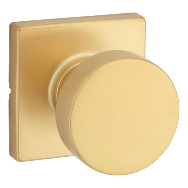 Kwikset Pismo Knob with Square Rose Passage Lock with 6AL Latch and RCS Strike Satin Brass Finish 720PSKSQT-4 - main