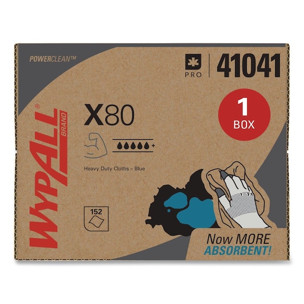 Wypall X80 Cloths, BRAG Box, HYDROKNIT, Blue, 11.1 x 16.8, 160 Wipers 41041 - main