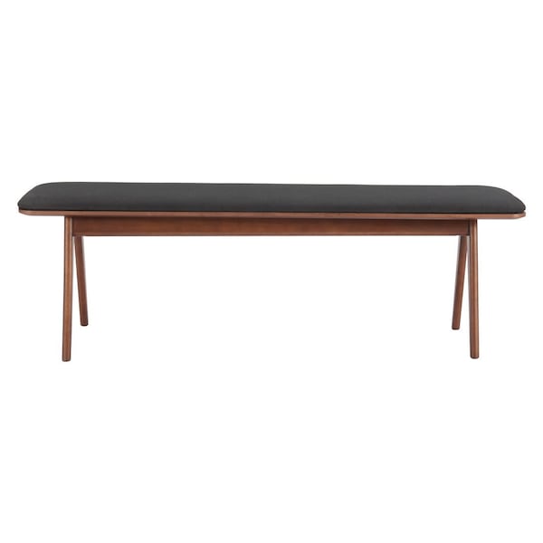 Homeroots 60in Black and Brown Fabric and Wood Upholstered Bench 668851 - main
