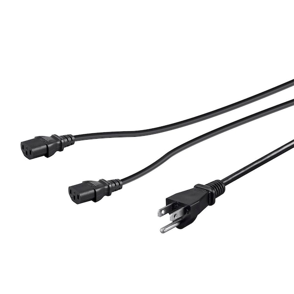 Monoprice SJT Extension Cord Adapter, 16 AWG, 16/3, Black, PVC, NEMA 5-15P, 3 ft 41091 - main