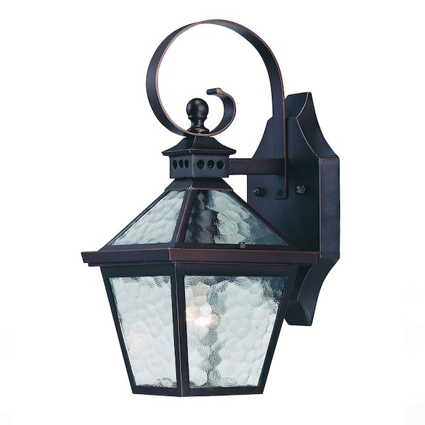 Homeroots Two Light Antique Bronze Hammered Glass Wall Light 398623 - main