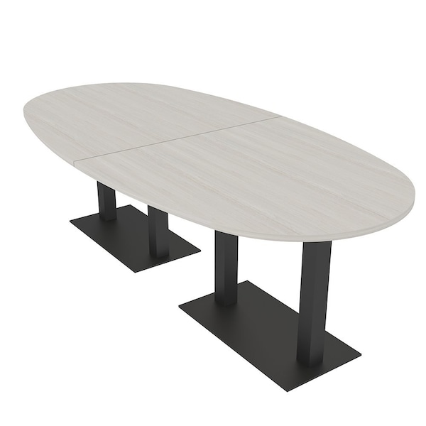 Skutchi Designs Boval Conference Table With Power Unit, 48 in W, 96 in L, Ivory HAR-BOVL-48X96-DOU.BK-K458-EBLK - main