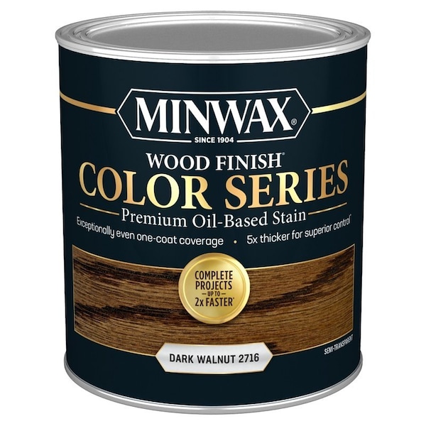 Minwax Wood Finish Color Series Interior Wood Stain, Semi-Transparent, Dark Walnut, Liquid, 1 qt 800012000 - main