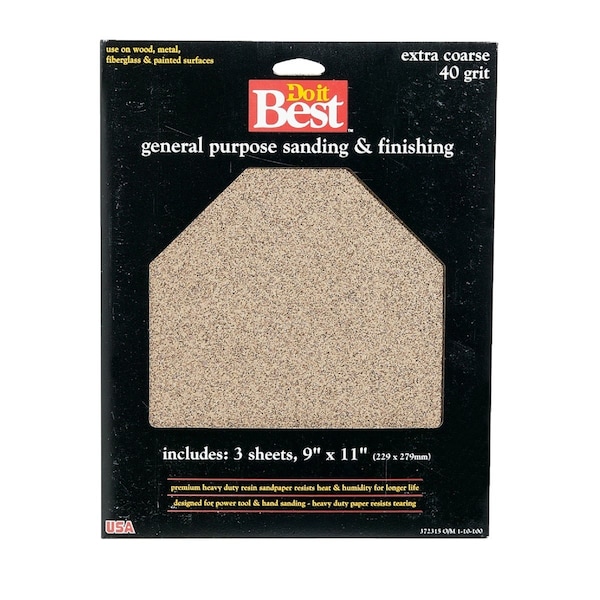 Do It Best General Purpose 9''x11'' 40 Grit Extra Coarse Sandpaper, 3PK 372315 - main