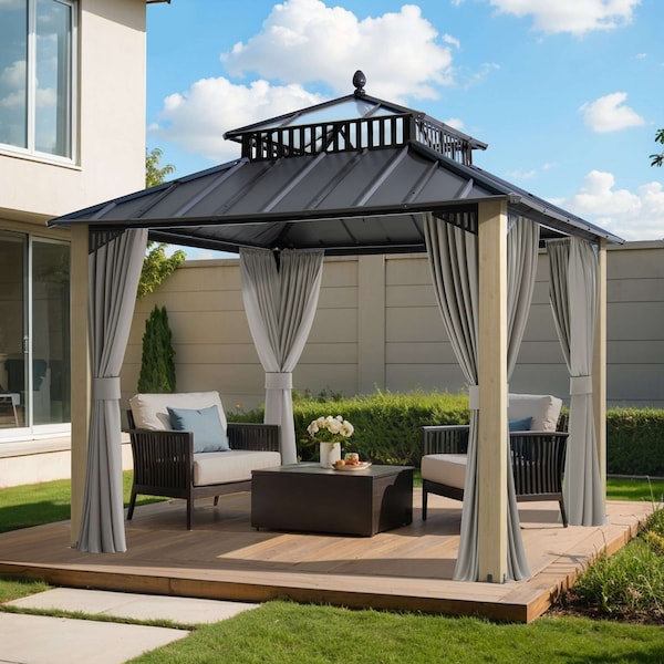Sunjoy 10x10 Kingston PC Top Rectangular Gazebo A10204383000 - main
