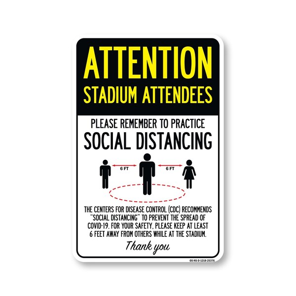 Signmission Public Safety, Stadium Attendees Practice Social Distancing, 18in X 12in Decal, OS-NS-D-1218-25376 OS-NS-D-1218-25376 - main