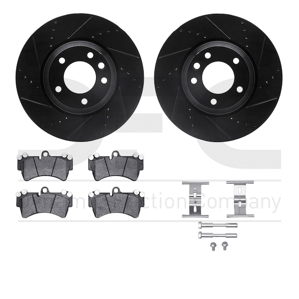 Dynamic Friction Co DFC Rotors-Drilled & Slotted-Black w/ EURO 5000 Ceramic Brake Pads Incl Hdw 8612-74050 - main