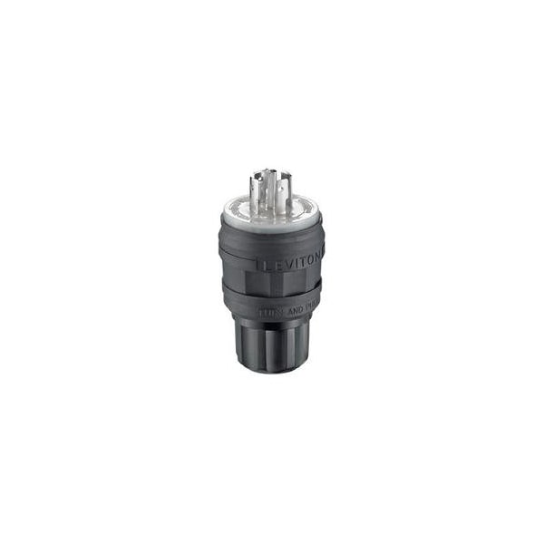 Leviton Locking Plug, L21-20P, 20 A, 120/208V AC, Three Phase, 4 Pole, Screw Terminals, Black 26W81-B - main