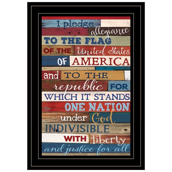 Homeroots Red White and Blue Pledge Of Allegiance Black Framed Print Wall Art 406526 - main