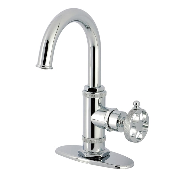 Kingston Brass One-Handle 1-Hole Bathroom Faucet with Knurled Handle, Deck Plate, and Push Pop-Up Drain KSD2211RKZ - main