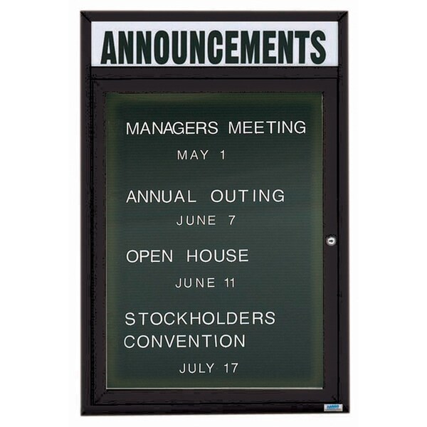 Aarco Illuminated Outdoor Enclosed Directory w/ Al Frame Header, Powder Coated Black, 36''Hx24''W OADC3624HIBK - main