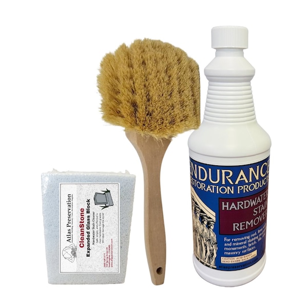 Endurance Restoration Products Small Hardwater Stain Cleaning Set. This Set Include: One Quart Cleaner, One CleanStone and One 12" EHSCSs - main