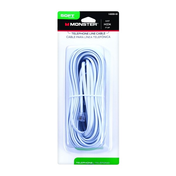 Monster Cable Just Hook It Up 50 ft. L White Modular Telephone Line Cable 140099-00 - main