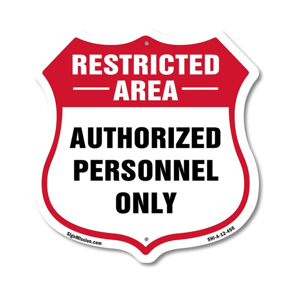 Signmission Restricted Area Shield Sign Authorized P, 12 Inch X 12 Inch, Aluminum Metal Sign SHI-A-12-456 - main