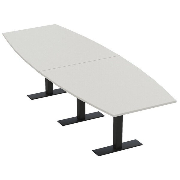 Skutchi Designs 12ft Conference Table With Power Unit | 12 Person Modular Boat Meeting Table | Harmony Series HAR-BOT-48X144-T.BK-U779-NA - main