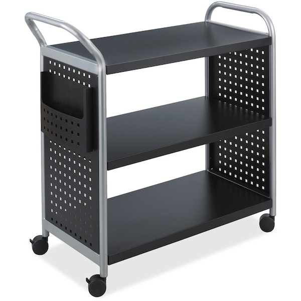 Safco Scoot 3 Shelf Utility Cart, 300lbs Load Capacity, 3 Shelves, Dual, built-in Handle 5339BL - main