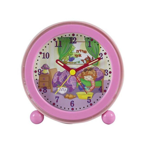 Nachas Family 4.5 x 4.5 x 1.75 in. Modeh Ani Singing Alarm Clock, Girl Pink, 6PK 58393 - main
