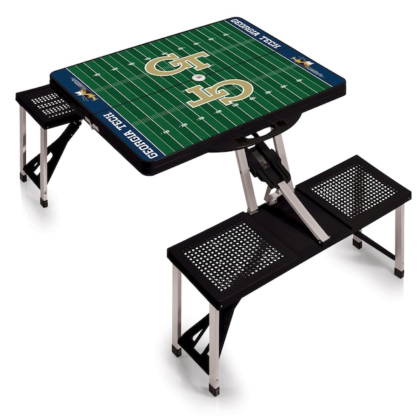 Picnic Time Family Of Brands Georgia Tech Yellow Jackets - Football Field - Picnic Table Portable Folding Table, Black 811-00-175-195-0 - main