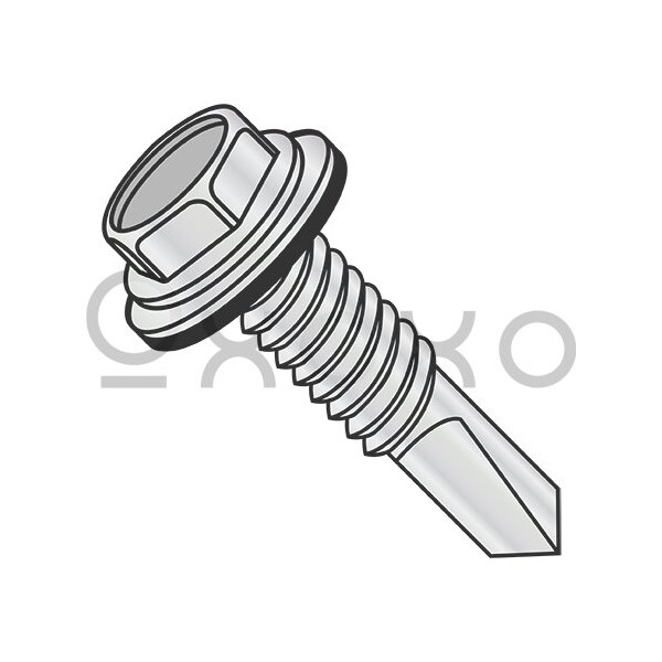 Oxoxo 12-24X7/8 Unslot Hexwash w/Bonded NEO EPDM Washer Self Drilling #4 Point F/T Zc Bk Hi Corr, 1500PK 606824 - main