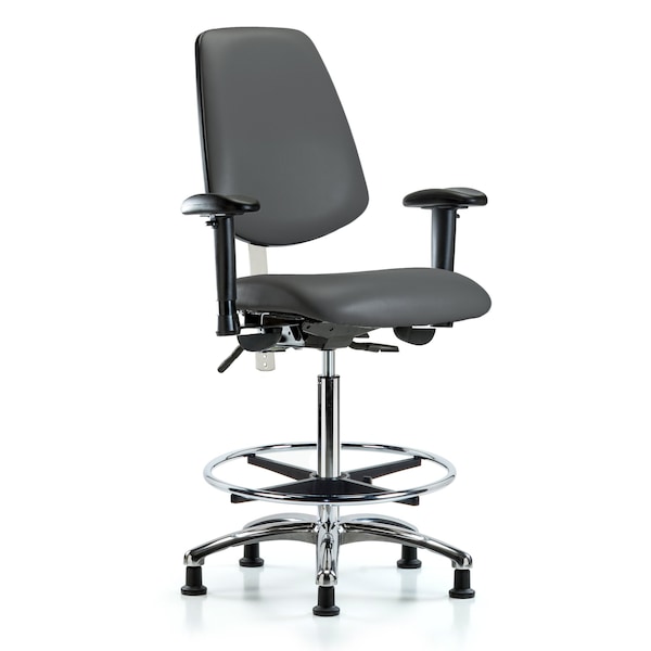 Blue Ridge Ergonomics Vinyl Clean Room Chair, Adjustable Arms BR-NCR-VHBCH-MB-CR-T1-A1-CF-RG-8822 - main