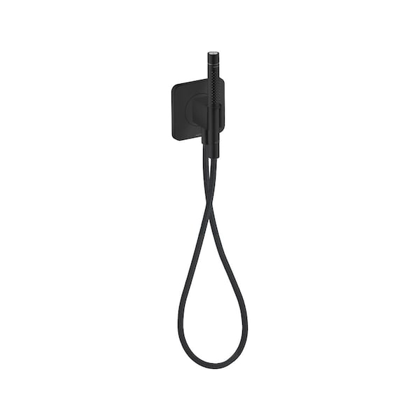 Axor Handshower Holder Softsquare w/ Outlet 5"x5" w/ Handshower and Textile Hose, 1.75 GPM Matte Black 49627671 - main