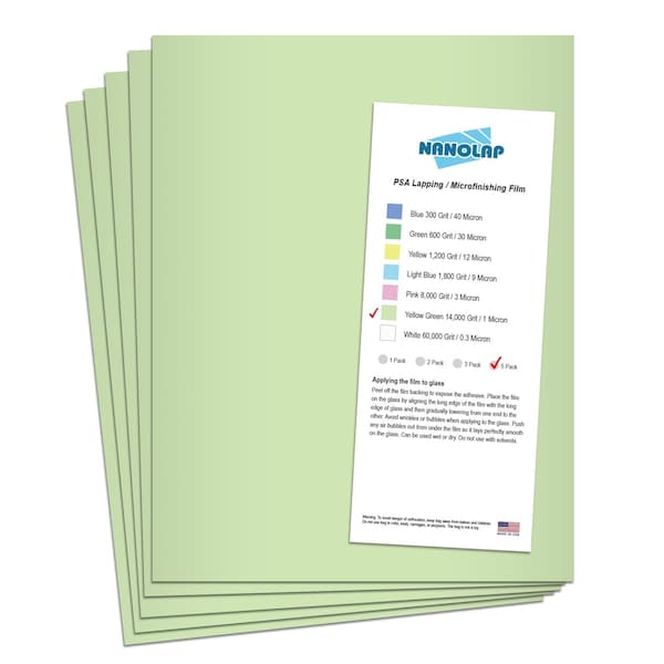 Nanolap PSA Lapping Film, 5 Pc 1 Micron (14,000 Grit), 8-0.5 in x 11 in Microfinishing Fine Sanding Paper 61551N - main