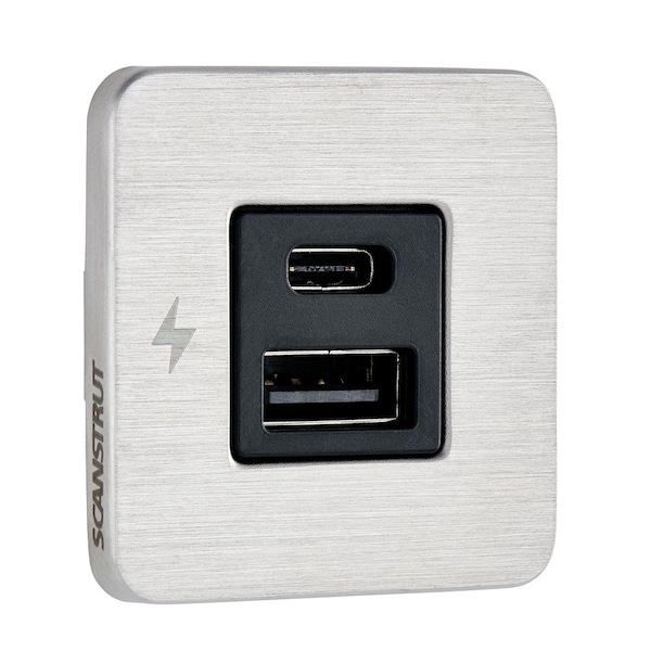 Scanstrut TILE USB-A/USB-C Interior Charging Socket - 12/24V - Stainless Steel Bezel SC-TILE-11 - main