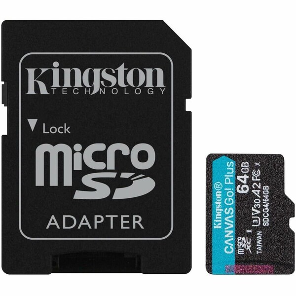 Kingston 64GB microSDXC Canvas Go Plus Gen4 200MB/s A2 U3 V30 Card + Adapter SDCG4/64GB - main