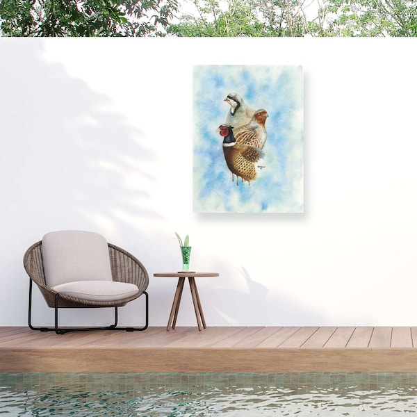 Trademark Fine Art Outdoor Canvas Art Dave Bartholet Upland Trio Wall Art for Patios, or Gardens GRL01419-OC2432WR - main