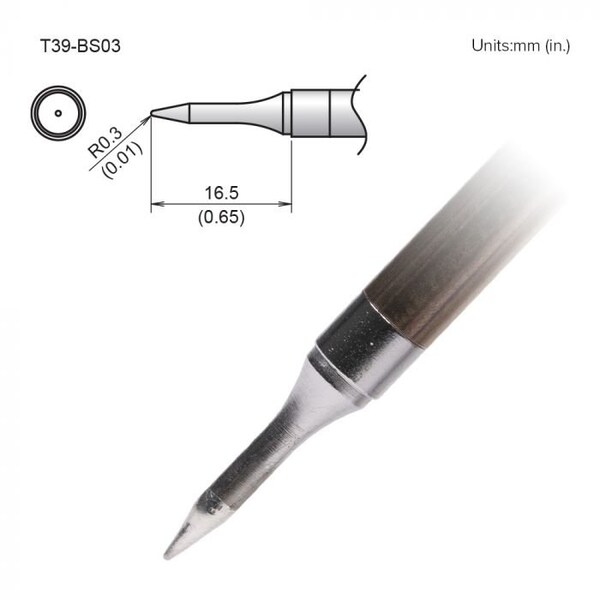 Hakko Soldering Tip, T.W. 0.3 mm, T.L. 16.5 mm T39-BS03 - main