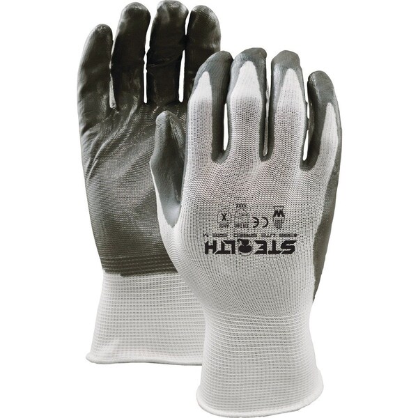 Watson Gloves Nitrile, lightly textured, Palm, Gray; White, L 1 PR 389-L - main
