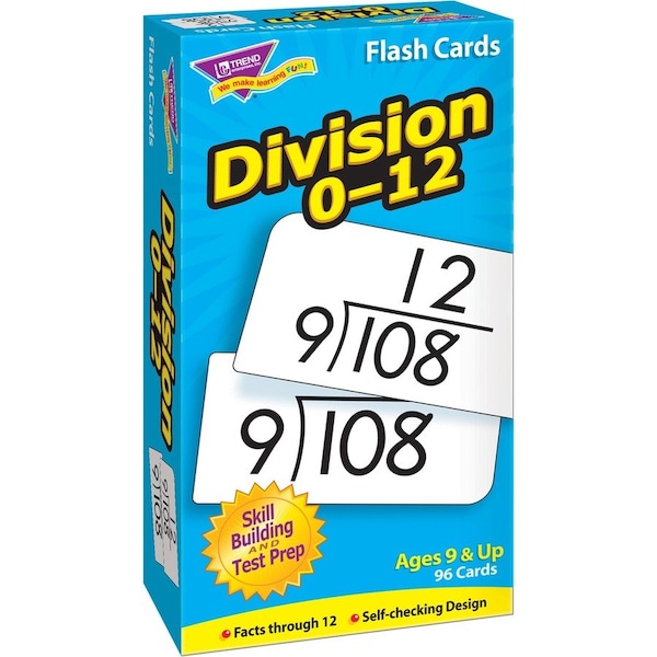 Trend Enterprises Trend Math Division 0-12 Flash Cards, 3" x 6", 91 Cards/Box T53106 - main