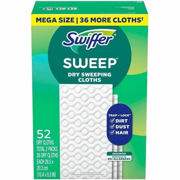 Swiffer Dry Refill Cloths, White, 10 2/5" x 8", 52/Bx, PK3 81216 - main