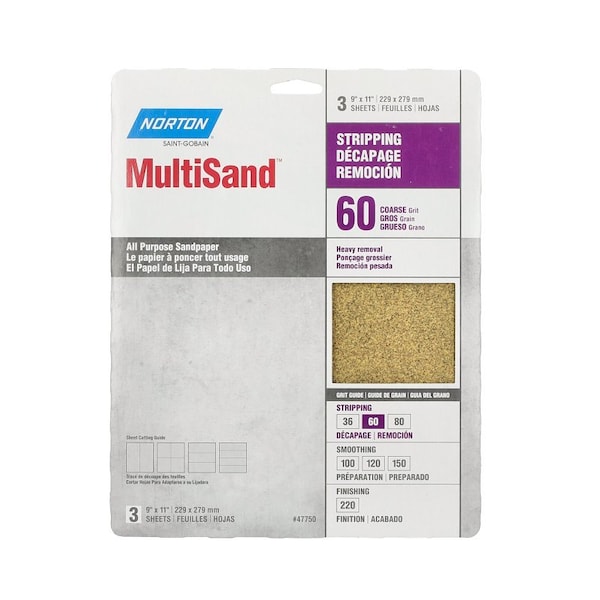 Norton Abrasives Sandpaper Multi 60G 3PK 07660747750 - main