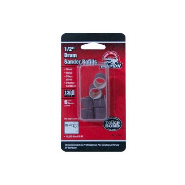 Ali Gator 6071 Sanding Drum Sleeve, 1/2 in Dia Drum, 1/2 in L Drum, 120 Grit, Fine, Aluminum Oxide Abrasive 6071GA - main