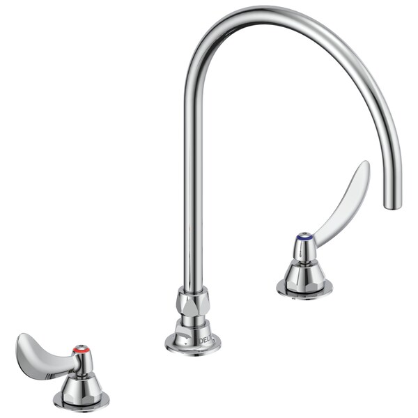 Delta Commercial 23C6 Two Handle Widespread Bathroom Faucet With Gooseneck Spout - Less Pop-Up In Chrome 23C674-R7 - main